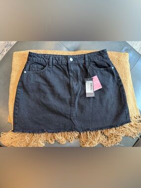 PrettyLittleThing Black Denim Mini Skirt